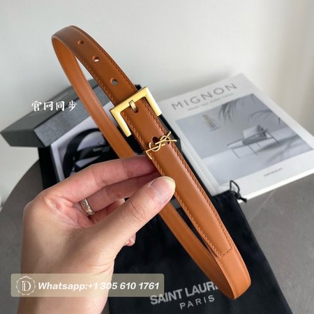 Saint Laurent Thin Brown Belt With Square Buckle 2.0cm