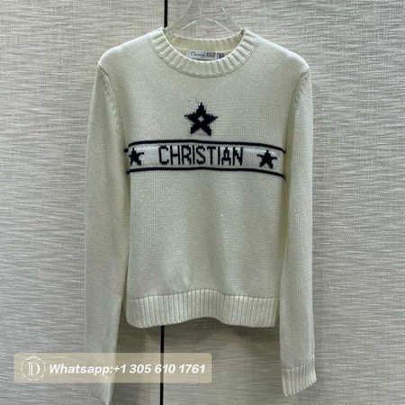 Dior Round Collar Star Cardigan Sweater