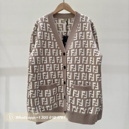 Fendi Knitting Cardigan Sweater Brown