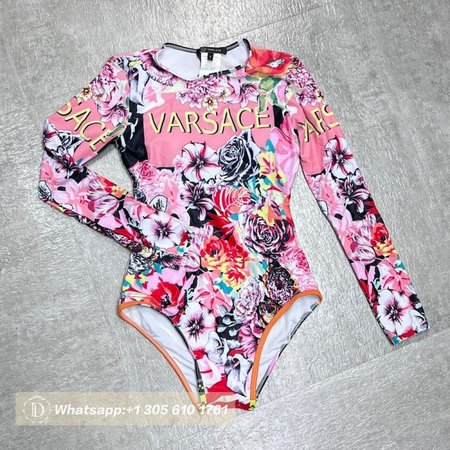 Versace Pink Rose One-Piece Swimsuit