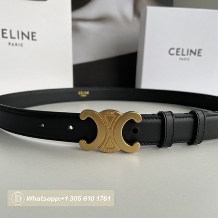 Celine Triomphe Arc De Triomphe Buckle Calfskin Belt 2.5cm