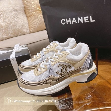 Chanel CC Runner Gold Laminate Sneaker