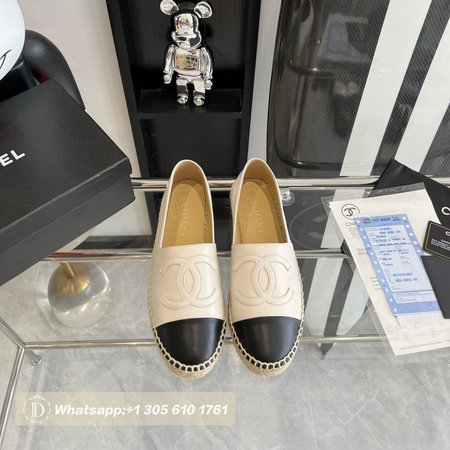 Chanel Lambskin Espadrilles 37 White Black Size 35-40