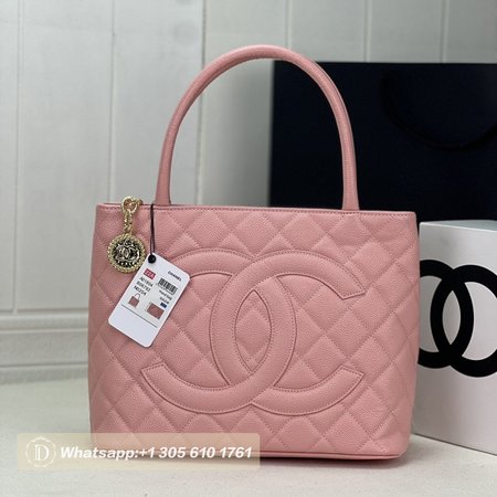 Chanel Caviar Quilted Petit Shopping Tote Pst Pink