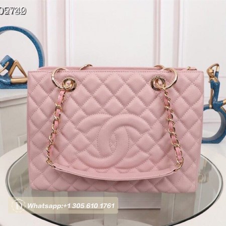 Chanel Pink Quilted Caviar Timeless CC Tote Bag