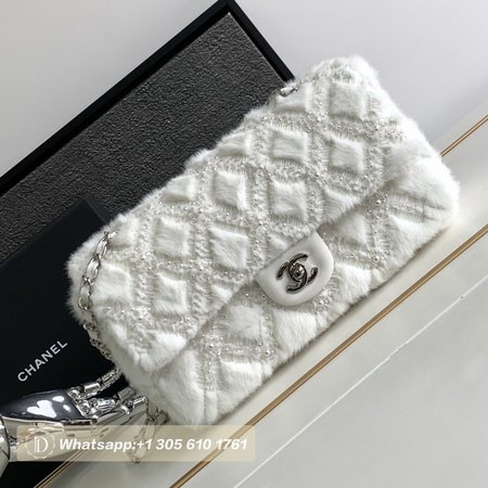 Chanel Shearling-Lined Tweed and Lambskin Muff Bag