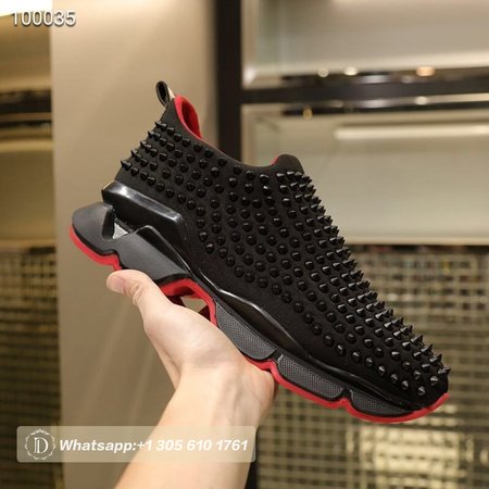 Christian Louboutin Spike Sock Black Red Sneaker