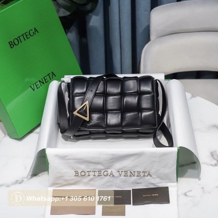 Bottega Veneta Padded Intreccio Cassette Crossbody Bag Black