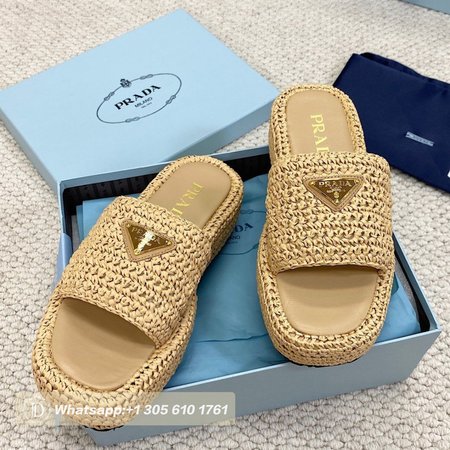 Prada Crochet Flatform Slides