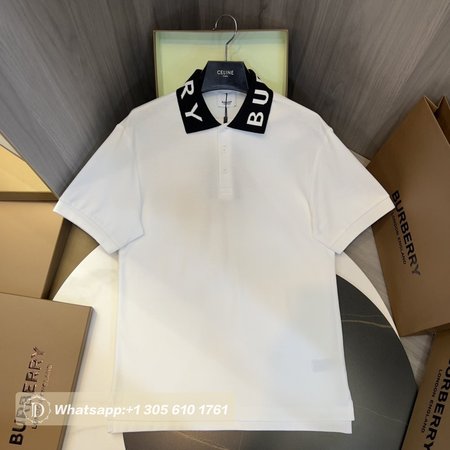 Burberry White Logo Embroidered Polo Shirt