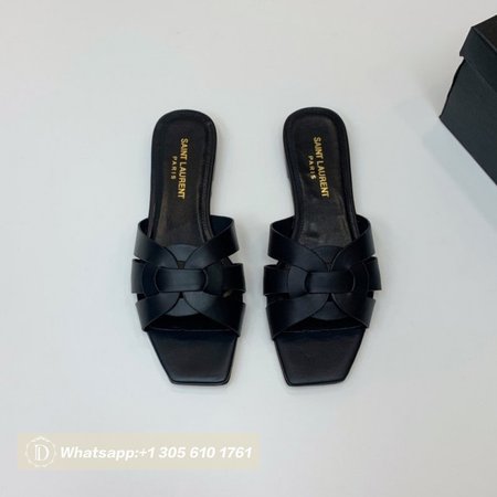 Saint Laurent Tribute Mules In Smooth Leather Sandal