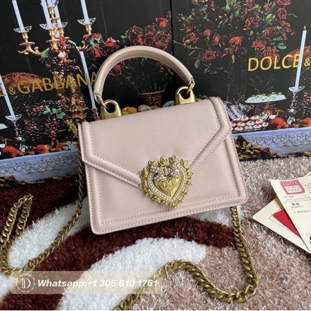 Dolce & Gabbana Small Smooth Calfskin Devotion Bag Pink