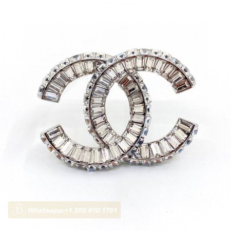 Chanel Strass CC Brooch Silver