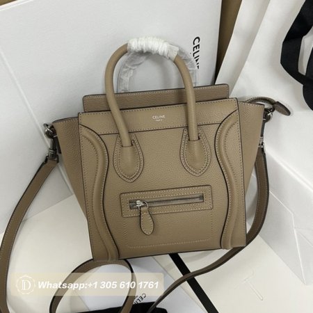 Celine Luggage Micro Drummed Calfskin Dune