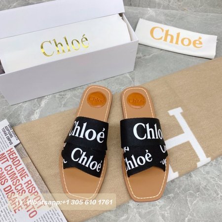 Chloe Woody Black Slide Sandals