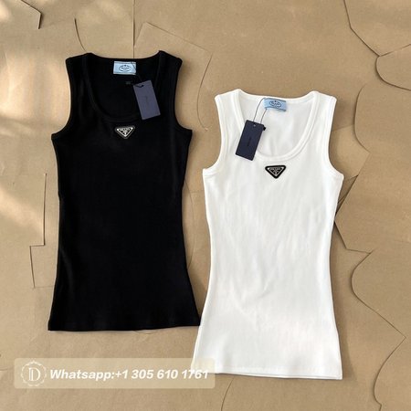 Prada Cotton Tank Top Black White