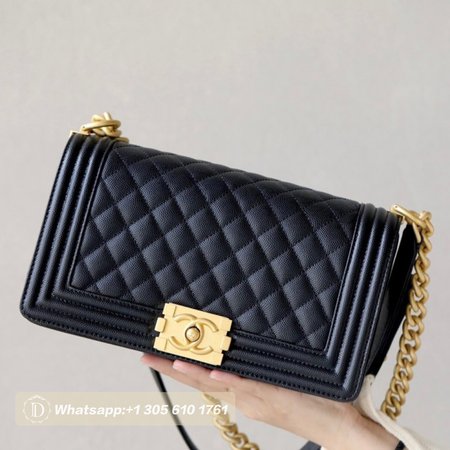 Chanel Boy Flap Quilted Diamond Caviar New Medium Black