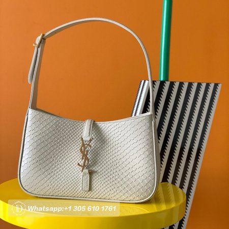 YSL White Le 5 A 7 Hobo Bag