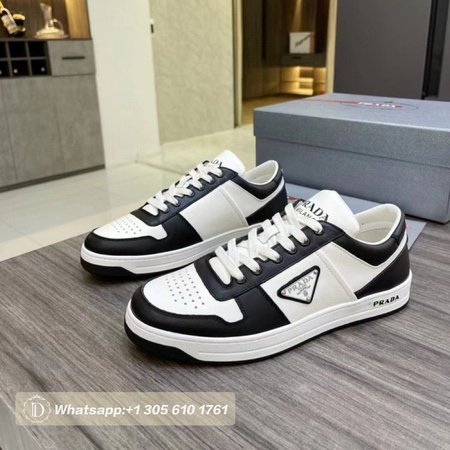 Prada Downtown Low Top Sneakers Leather White Black