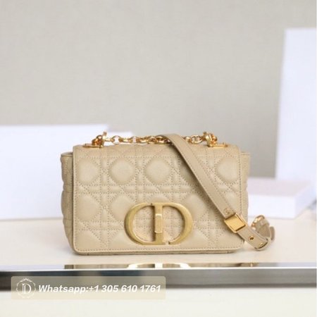 Small Dior Caro Bag Beige Soft Calfskin Cannage