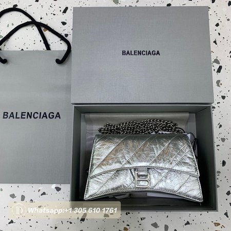 Balenciaga Crush Quilted Metallic Chain Shoulder Bag