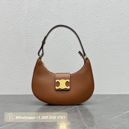 Celine Ava Triomphe Soft Bag In Smooth Calfskin Tan