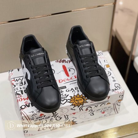 Dolce & Gabbana DG Logo Print Portofino Nappa Calfskin Sneakers