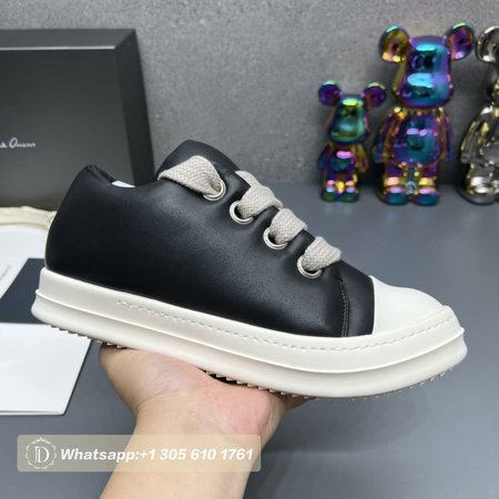 Rick Owens Jumbo Lace Padded Sneaks Low Black Milk