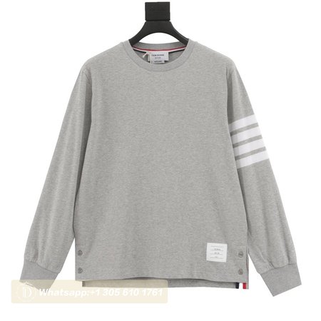 Thom Browne L/S Rugby Tee - Light Grey