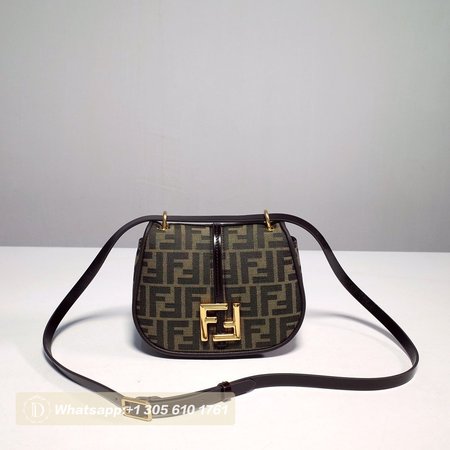 Fendi C Mon Small Brown FF Jacquard Fabric Bag