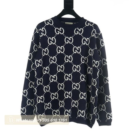 Gucci GG All Over Crewneck Sweater Navy