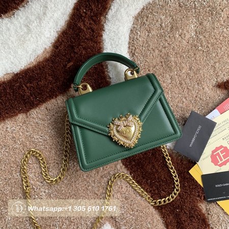 Dolce & Gabbana Small Smooth Calfskin Devotion Bag Green