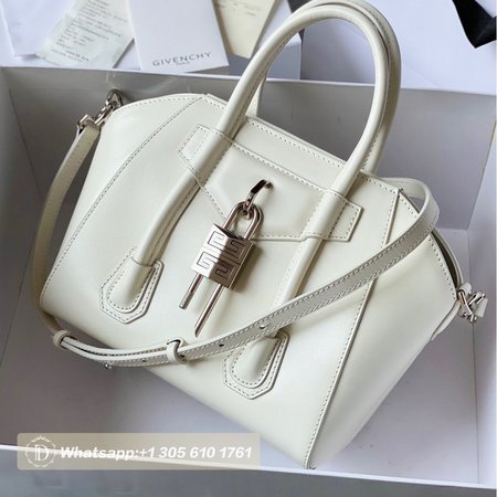 Givenchy Mini Antigona Lock Bag In Box Leather Ivory