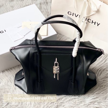 Givenchy Small Antigona Lock Bag In Box Leather Black