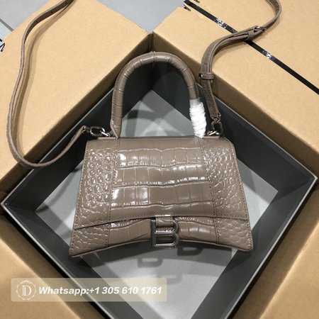 Balenciaga Hourglass Small Handbag Crocodile Embossed