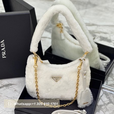 Prada Shearling Mini-Bag White 1BC204