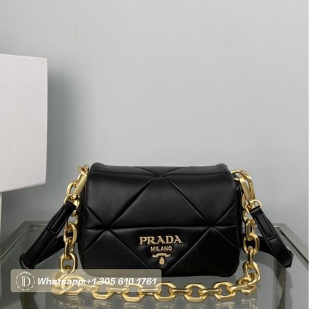 Prada System Nappa Patchwork Shoulder Bag Black 1BD292