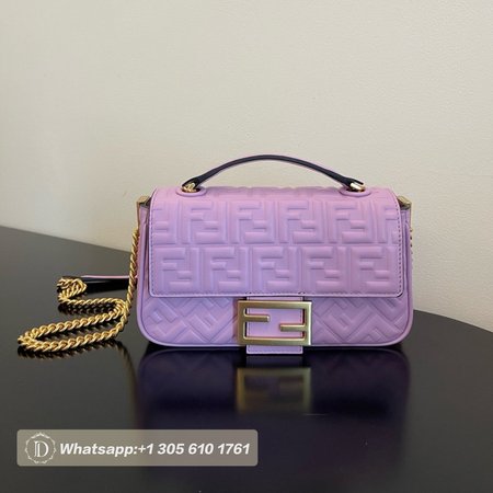 Fendi Baguette Chain Midi Lilac Nappa Leather Bag Purple 8BR793AH9CF1HO5