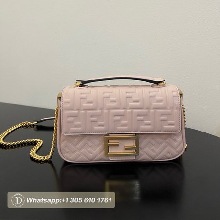 Fendi Baguette Chain Midi Pink Nappa Leather Bag