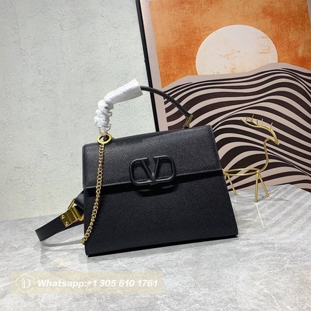 Valentino Small Vsling Grainy Calfskin Handbag Black WB0F53KGW_R82