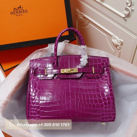 Hermes Birkin 35 Violet Porosus Birkin Bag