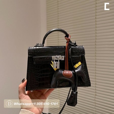 Hermes Mini Kelly 20 II Black Shiny Alligator