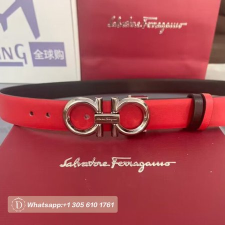 Ferragamo Double Gancini Reversible Leather Belt