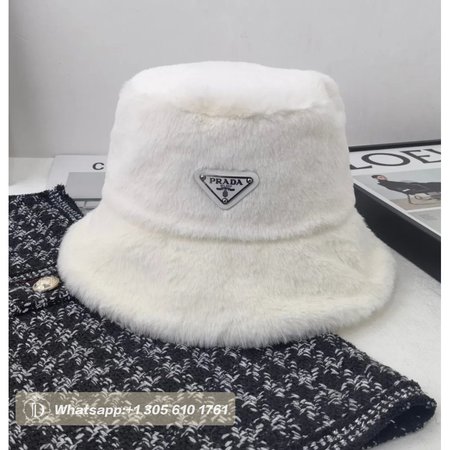 Prada Fluffy Hat White