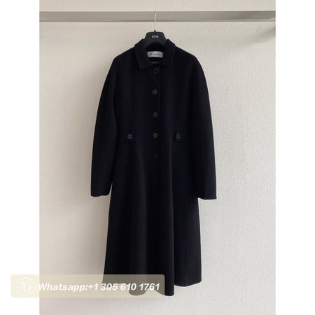 Dior Single-Breasted Long Double-Faced Cashmere Coat Black