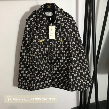 Gucci Double G Letter Print Woolen Cape Coat