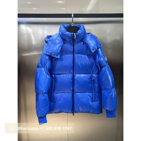 Moncler Autumn And Winter Hooded Down Jacket Blue