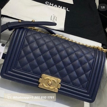 Chanel Boy Navy Blue Caviar Bag