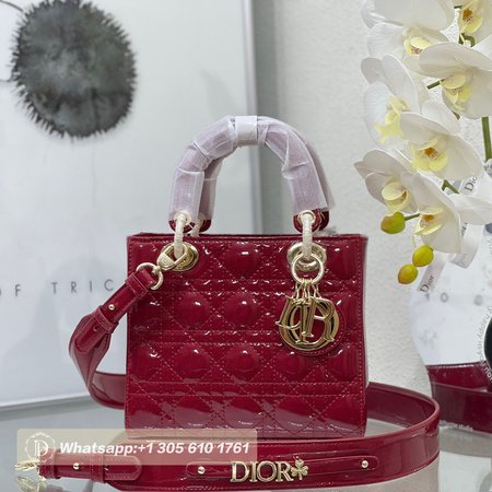 Dior Patent Cannage Lady Dior Red