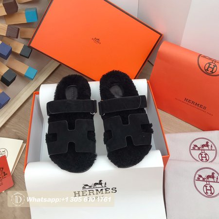 Hermes Chypre Black Sandal